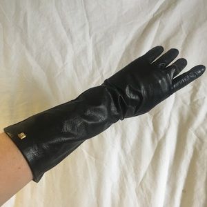 SAINT LAURENT RIVE DROITE LEATHER GLOVES BLACK 7